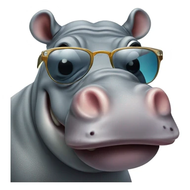 Hippo wearing sunglasses and having a cocktail sticker