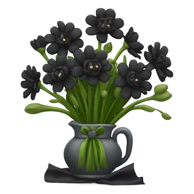 Black flower birthday bouquet with crown on it sticker