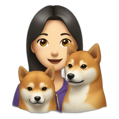 Two Shiba inu and a woman sticker