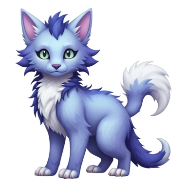 Kawaii dark edgy fantasy pastel ethereal feline-vernid-sergal-fursona animal creature with a tufted tail full body sticker