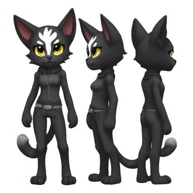 Anthro Dark Edgy Cool Shy Grumpy FurSona Feline Fakemon Full Body sticker