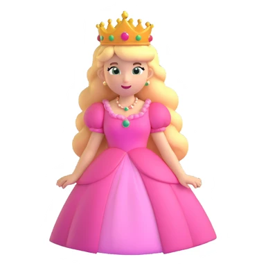 Princess Peach from Mario games with blonde hair, pink dress, crown sticker