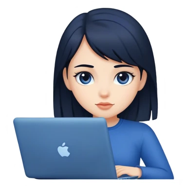 dark-haired girl at a dark blue laptop sticker
