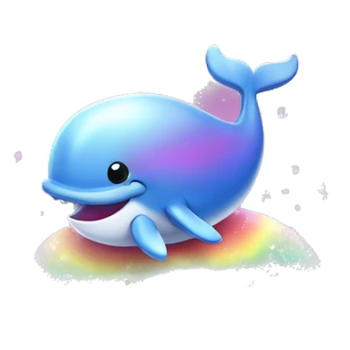 Kawaii rainbow pastel bedazzled whale with big butt in an under the sea snow globe  sticker