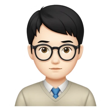 asian nerd with black hair  sticker