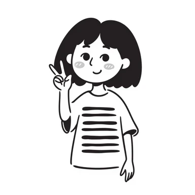 Cute Korean girl face with peace sign sticker