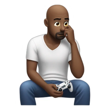 Bored man playing on a ps5 sticker