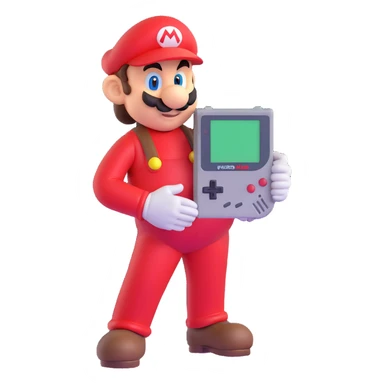 Super Mario playing a Game Boy sticker