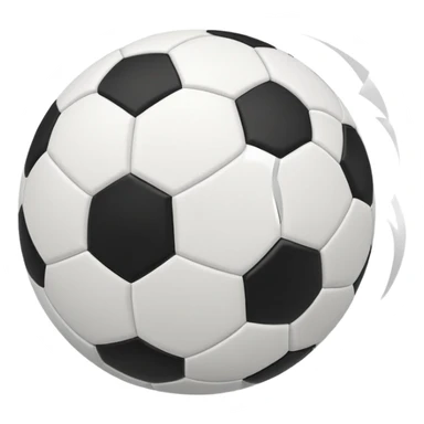 512x512 Apple-style emoji of a normal, perfectly round soccer ball with classic black and white panels. The ball is slightly in motion with a very subtle wind effect: a small, soft curved wind trail on the side, minimal and light, inspired by the wind emoji.  sticker