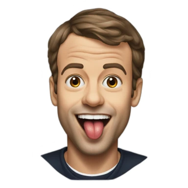 emanuel Macron sticking out his tongue sticker