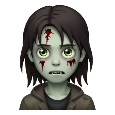 boy zombie with darkish brown long hair emo, no glasses sticker