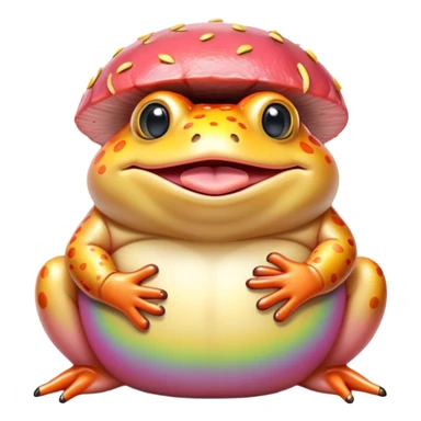 fat round rainbow toad with spam meat sticker
