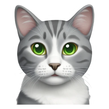 Grey and white cat with green eyes  sticker
