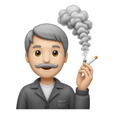 emoji holding a cigarette in his hand with smoke going up sticker
