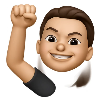 make her look like she just accomplished something great, with a proud or triumphant expression and gesture, keep the same style sticker