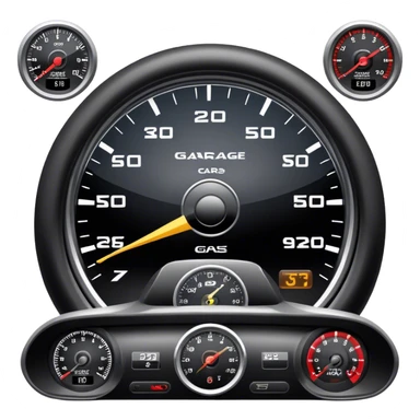 An icon showing a racing game interface, inspired by Grand Turismo. The design features a garage with a selection of high-performance cars, along with race track visuals in the background. Speedometer, lap timer, and other HUD elements add to the excitement. Transparent background sticker