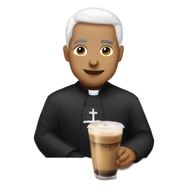 Priest drinking iced coffee sticker