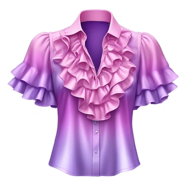 Realistic isolated  view of metallic pink color and pastel purple ombre  ruffle blouse.  sticker