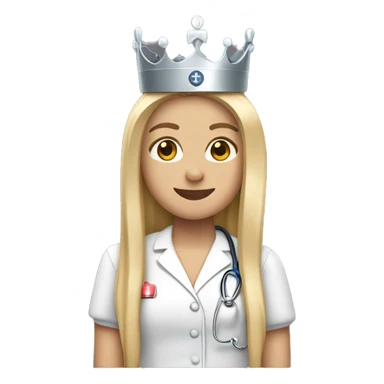 Straight long hair ￼Blonde nurse with Kings crown sticker