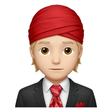 Character wearing a bandana and a suit sticker