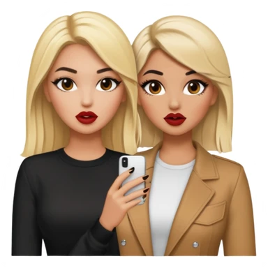 Boujy baddie best friends blonde and brunette gossiping, trendy heavy makeup sticker
