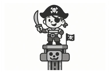 Un pirate sur une tour de chute de parc atrraction pirate  sticker