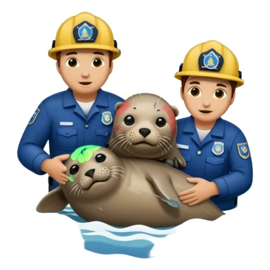 National Oceanic and Atmospheric Administration rescue workers rescue a seal multiple workers sticker