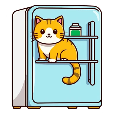 Golden cat in a refrigerator sticker