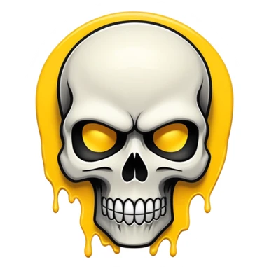 smooth black skull with graffiti brand logos, front view sticker