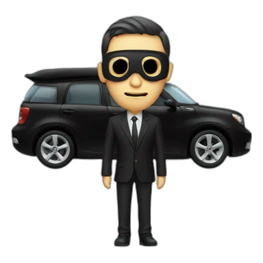 nano car with a male wearing black dress with black mask sticker