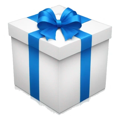 present - round shape white box and blue ribbon sticker
