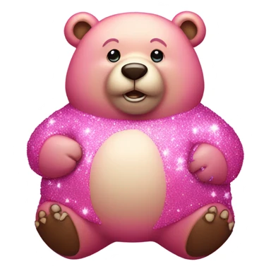 Pink sparkly fat bear standing with crystals and glitter  sticker