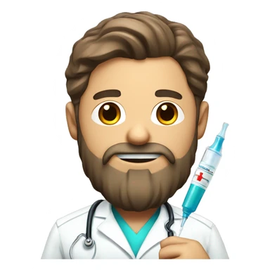 Cute nurse man wirh beard with a syringe in the hand  sticker
