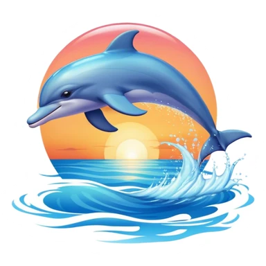 Dolphin jumping out of the water at sunset  sticker