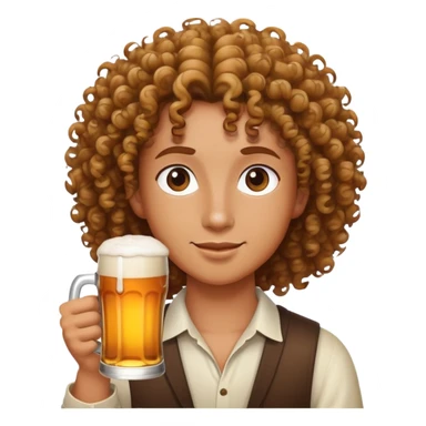 Curly hair with a beer in hand sticker