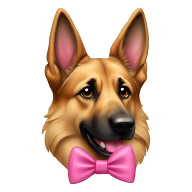 German Shepard with a pink bow on its ear sticker