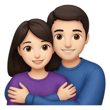 couple hug with warm smiles sticker