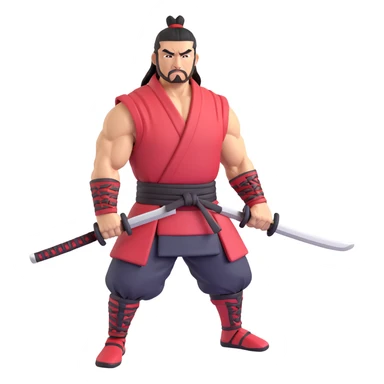 A muscular samurai with depth and shading sticker