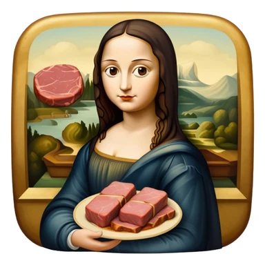 surreal style art mona lisa SPAM MEAT painting  sticker