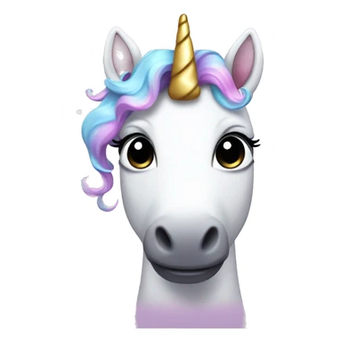 a sweet unicorn with a cute bow on her ear and a little glitter around her  sticker