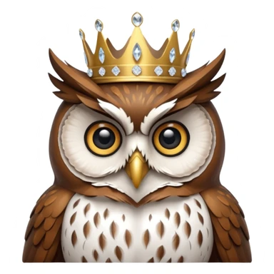 Owl Duke – wise owl with crystal crown perched gracefully. sticker