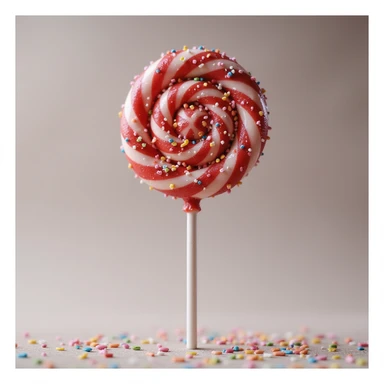 realistic lollipop, with sprinkles, photorealistic style sticker