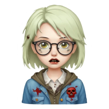 cute zombie girl with glasses sticker