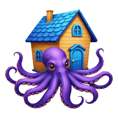 a octupus with a house on the back sticker