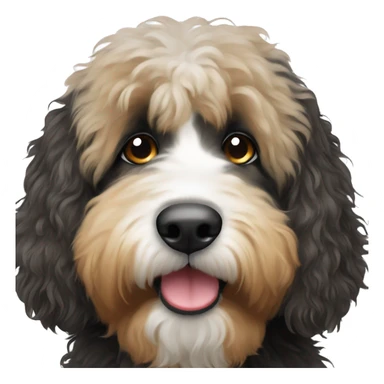 Bernedoodle with fringe over eyes sticker