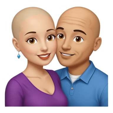 Bald Hispanic man kissing white brunette woman sticker