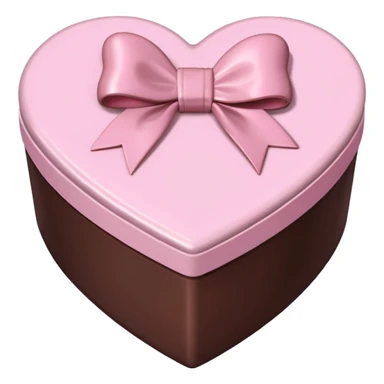 pale pink heart box, pale pink bow, filled with chocolates inside sticker