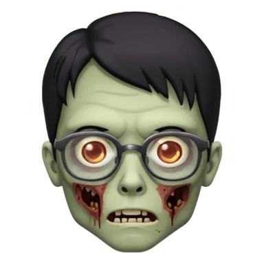 zumbie de cabelo preto medio,olhos pretos e oculos quadrados pequeno sticker