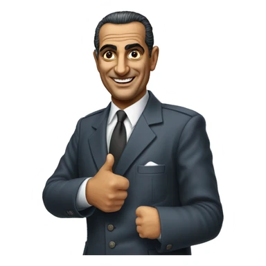 photorealistic Gamal Nasser shows thumbs up sticker