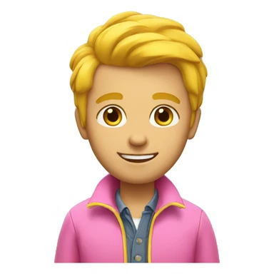 Guy in yellow jacket and pink collared shirt sticker